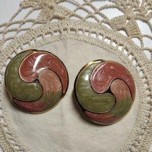 Vintage Gold and Green Post Earrings